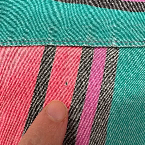 Vintage Wrangler Brushpopper 90s Western Shirt Pink Teal Stripe USA Rodeo Cowboy - Picture 8 of 12
